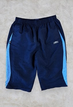 Vintage Umbro Shorts Blue Sports Gym Men's XL
