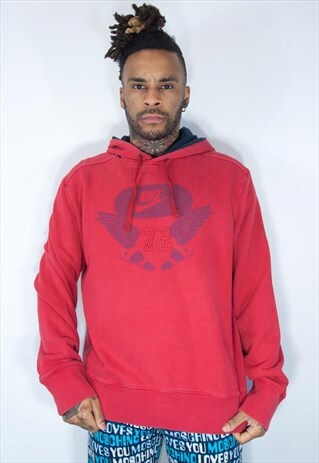 NIKE EMBROIDED VINTAGE HOODIE RED