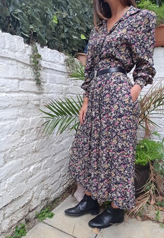VINTAGE 80S BOHO FLORAL MAXI DRESS
