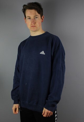 VINTAGE ADIDAS SWEATSHIRT IN NAVY WITH EMBROIDERY