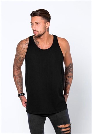 ESSENTIAL BLANK TANK TOP VEST - BLACK
