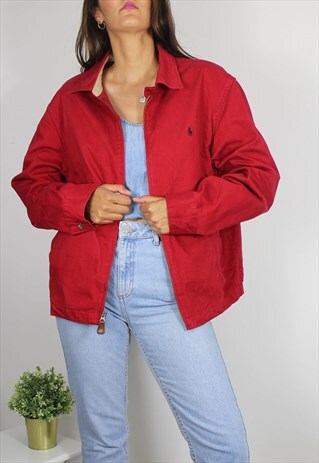 VINTAGE POLO RALPH LAUREN HARRINGTON JACKET W LOGO FRONT