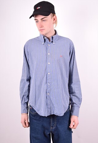 YVES SAINT LAURENT MENS VINTAGE SHIRT LARGE BLUE 90'S