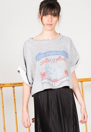 VINTAGE 80'S LEVIS CROP TOP /AVELINASREWORKS/ S0505