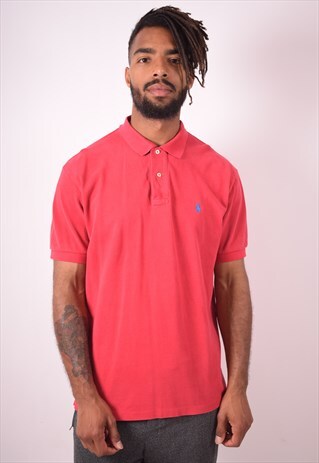POLO RALPH LAUREN MENS VINTAGE POLO SHIRT LARGE RED 90S