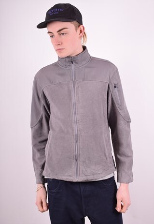 STARTER MENS VINTAGE FLEECE JACKET SMALL GREY 90'S