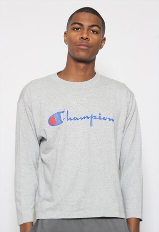VINTAGE CHAMPION LONG SLEEVED T-SHIRT GREY