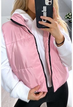 Dusty Pink Cropped Puffer Gilet