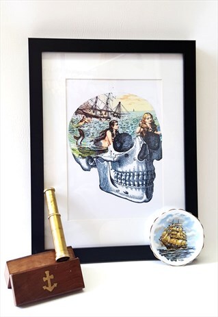 A5 MERMAID SKULL ART PRINT