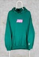 Vintage Green Puma Hoodie Velcro Embroidered Large