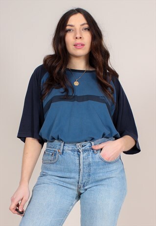 VINTAGE 90S OVERSIZED BLUE ADIDAS T-SHIRT