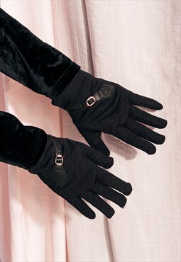 Vintage gloves 70s shiny stretchy black gloves
