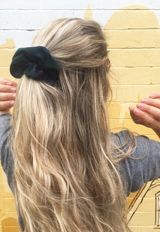 BLUE AND GREEN TARTAN SCRUNCHIE