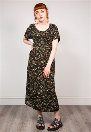 RETRO 90'S CUTE FLORAL PATTERN SUMMER MAXI DRESS