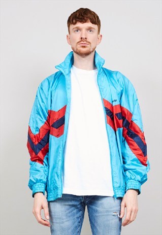 VINTAGE 80'S ADIDAS MULTICOLOURED LINED SHELL SPORTS JACKET
