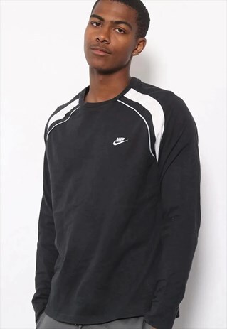 VINTAGE NIKE LONG SLEEVE BIG SPELL OUT LOGO T-SHIRT BLACK