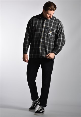 VINTAGE 2000 Y2K HOMER SIMPSON WOOL PLAID SHIRT