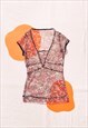 VINTAGE Y2K MESH TOP FAIRYCORE PRINTED