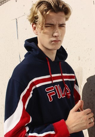 VINTAGE FILA NAVY, RED AND WHITE HOODIE