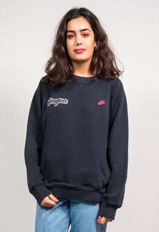 VINTAGE 90'S BLACK NIKE OREGON SWEATSHIRT JUMPER