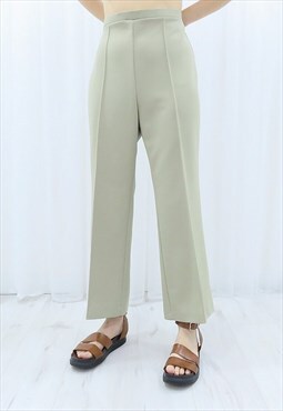 90s Vintage Light Green High Waisted Trousers (Size L-XL)