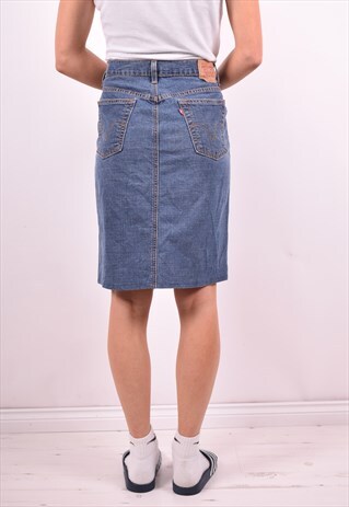 LEVI'S WOMENS VINTAGE DENIM SKIRT W30 BLUE 90'S