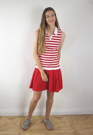 VINTAGE RED AND WHITE TENNIS DRESS