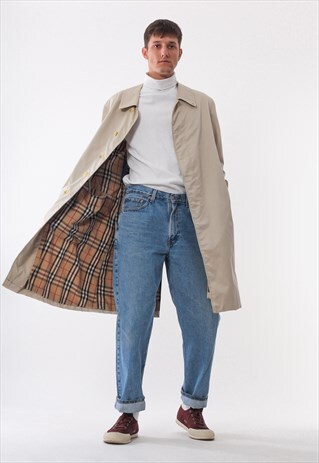 VINTAGE BURBERRY MAC COAT 90S BEIGE NOVA CHECK