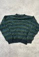 VINTAGE KNITTED JUMPER ABSTRACT PATTERNED GRANDAD SWEATER