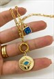 GOLD PLATED OPALINE EYE MEDALLION NECKLACE