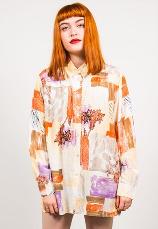 VINTAGE 90'S ABSTRACT PAINT PATTERN SHIRT