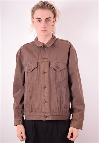 LEVI'S MENS VINTAGE DENIM JACKET LARGE BROWN 90S