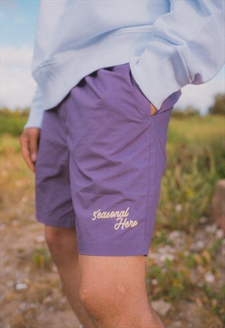 SEASONAL HERO 'SCRIPT' BEACH SHORTS - MAUVE