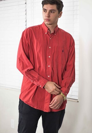VINTAGE POLO RALPH LAUREN SHIRT LOGO 90S L 13