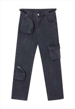 Utility jeans grunge gorpcore denim pants in acid black