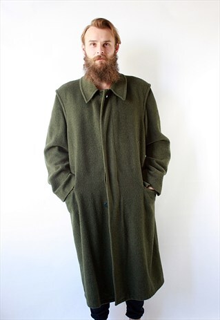 VINTAGE 80'S CLASSIC NAWY GREEN DUSTER COAT