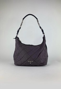  Prada Vintage Bag 90s Shoulder Hand Nylon Purple Silver