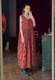 Sleeveless Oversized Maxi Dress, Red Floral Sun Dress
