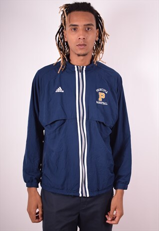 ADIDAS MENS VINTAGE TRACKSUIT TOP JACKET LARGE BLUE 90S
