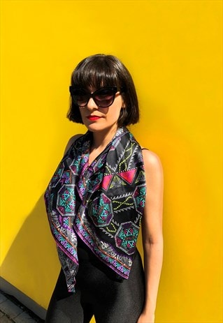 GEOMETRIC PRINT SILK SCARF