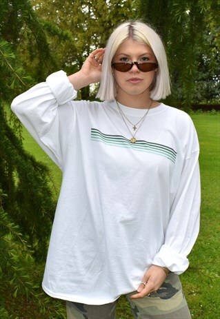 G&G UNISEX WHITE/GREEN FADE L/S CUFFED TEE