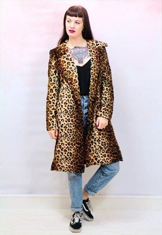 1990S VINTAGE LEOPARD PRINT SOFT FAUX FUR COAT