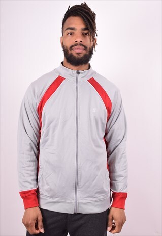 STARTER MENS VINTAGE TRACKSUIT TOP JACKET LARGE GREY 90S