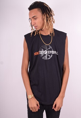 NIKE MENS VINTAGE VEST TOP XL BLACK 90'S