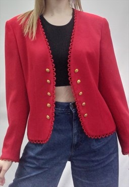 Vintage 90s Jacket Red Wool Designer
