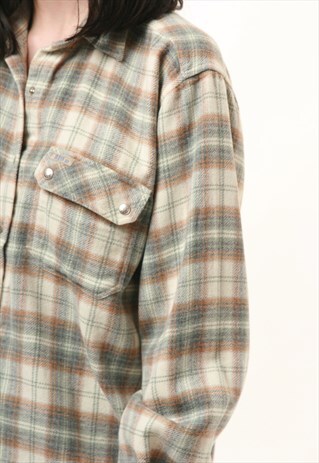 80S VINTAGE FLANNEL WARM COTTON CHECKED SHIRT 578