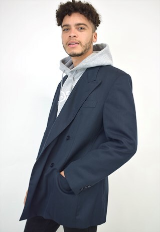 VINTAGE 90S HUGO BOSS NAVY DOUBLE BREAST BLAZER