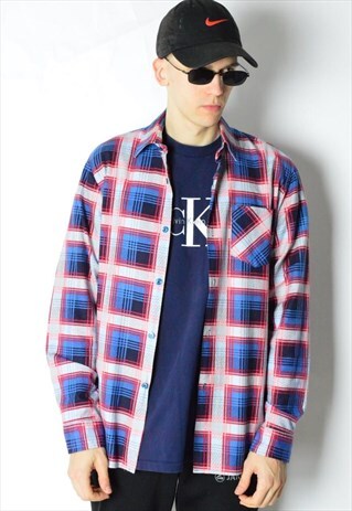 VINTAGE 90S RED BLUE CHECK LONG SLEEVE SHIRT