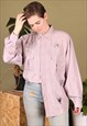 Vintage Shirt Purple Line Drawing Embroidery