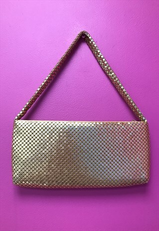 VINTAGE Y2K SHOULDER BAG BRONZE GOLD CHAINMAIL